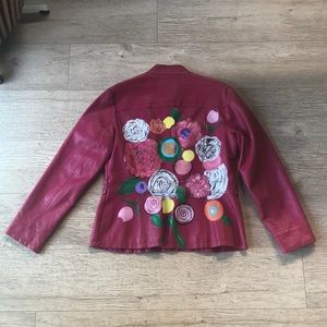 One of a Kind Raspberry Faux Snake Skin Jacket
